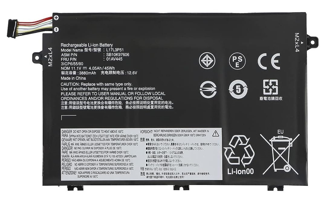 01AV445 L17L3P51 Lenovo ThinkPad E480 E490 E485 E495 E580 E585 E590 E595 E14 E15 Bateria compativel