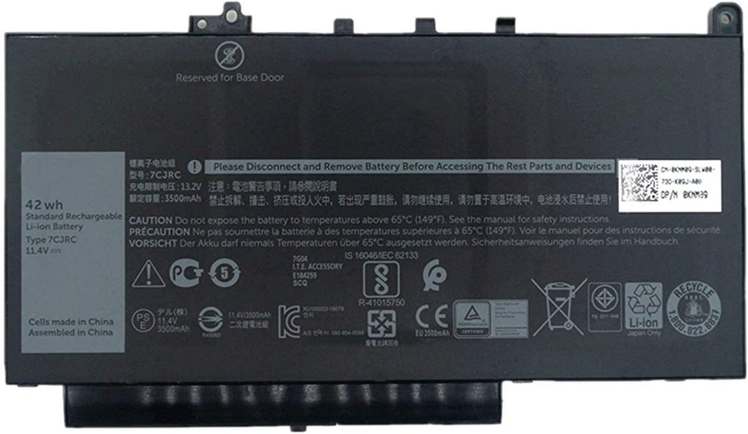 Dell Latitude E7270, E7470 42WHr KNM09 7CJRC 451-BBWR TX283 Bateria compativel