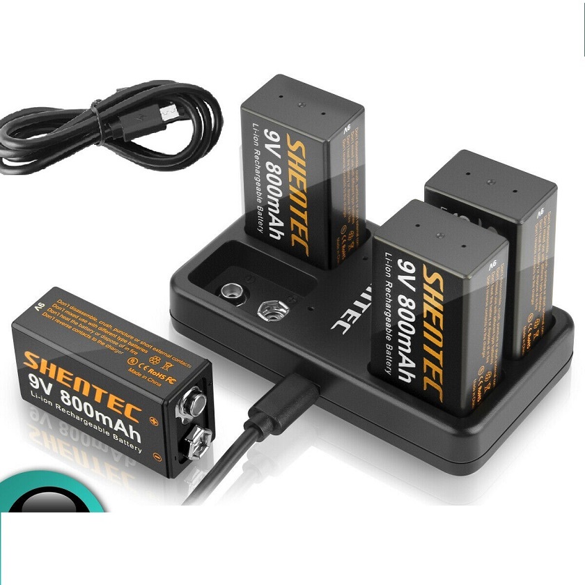 Bateria para 4 slot USB charger + 9 volt block Lthium rechargeable Li-ion