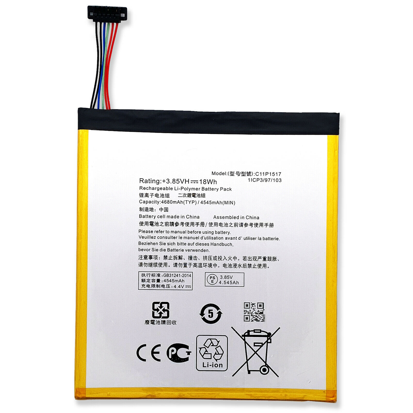 Bateria para C11P1502 ASUS ZenPad 10,Z300C,P023,ZenPad 10.1 3.8V 4750mAh