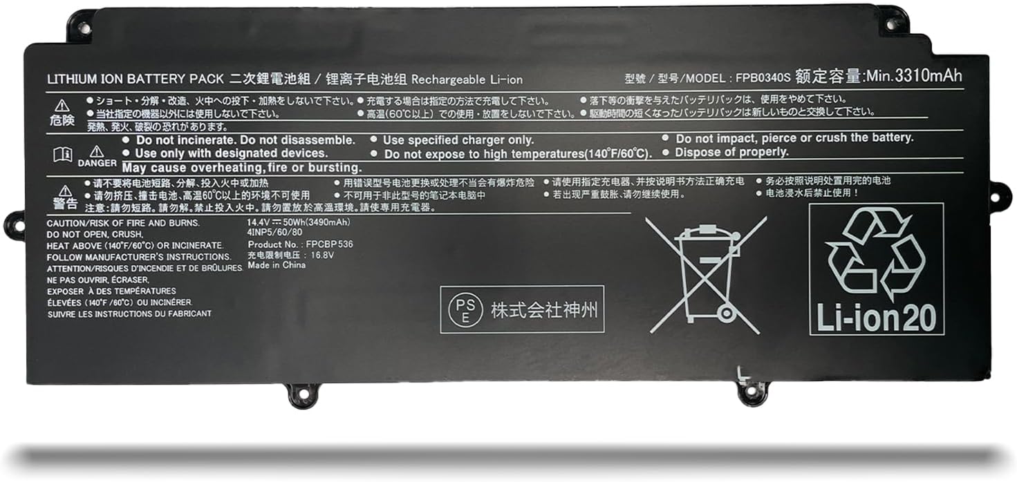 Fujitsu LifeBook FPCBP536 FPB0340S CP730401-01 CP737634-01 CP749820-01 CP760852-03 4INP5/60/80 Bateria compativel