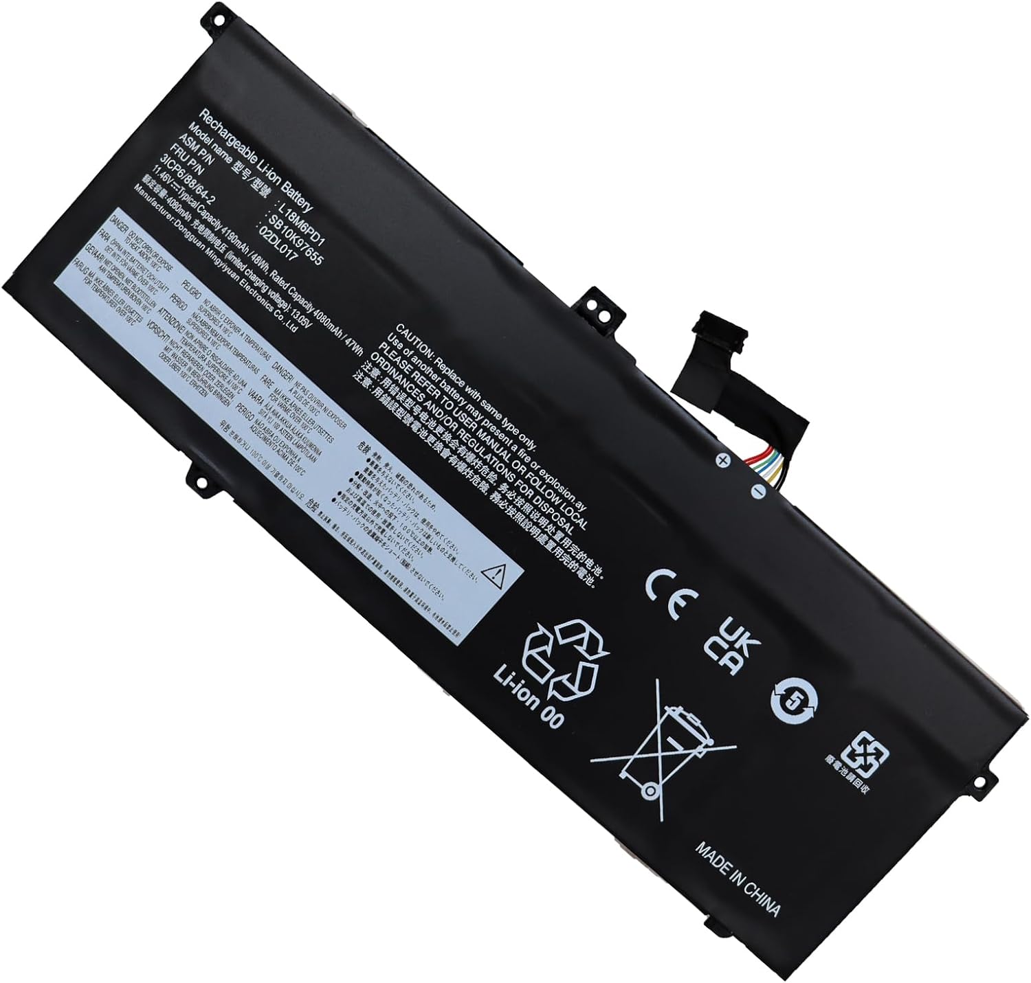 L18M6PD1 Lenovo ThinkPad X13 X390 X395 L18M6PD2 02DL018 L18C6PD1 11.46V 48Wh Bateria compativel