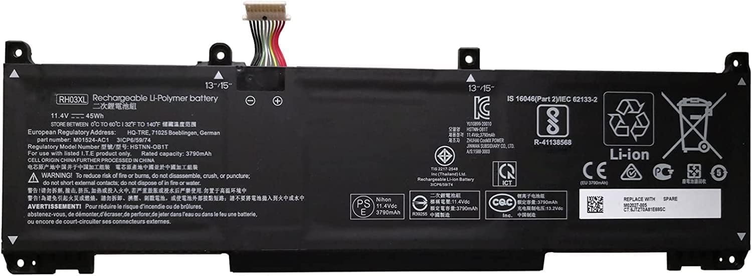 HP RH03XL HSTNN-OB1T HSTNN-DB0B HSTNN-IB9Q HSTNN-UB7X M01524-2B1 M01524-AC1 M02027-005 Bateria compativel